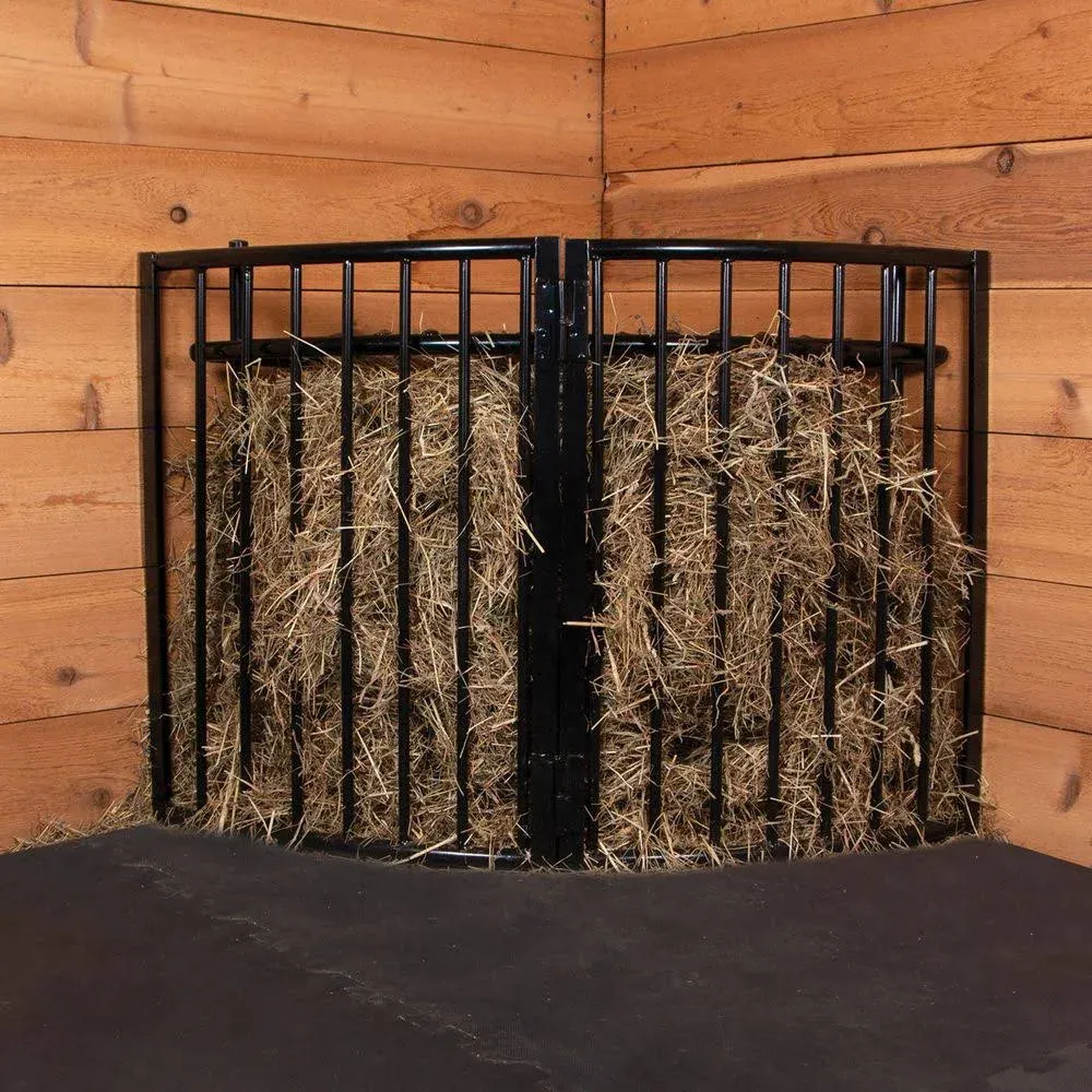 Easy-Up Corner Floor Hay Rack | Prevents Hay Waste | Slow Feed Spacing | No Lid