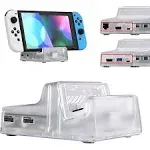 eXtremeRate AiryDocky DIY Kit Clear Replacement Case for Nintendo Switch Dock, Redesigned Portable Mini Dock Shell Cover for Nintendo Switch OLED - Shells Only, Dock & Circuit Board Chip NOT Included