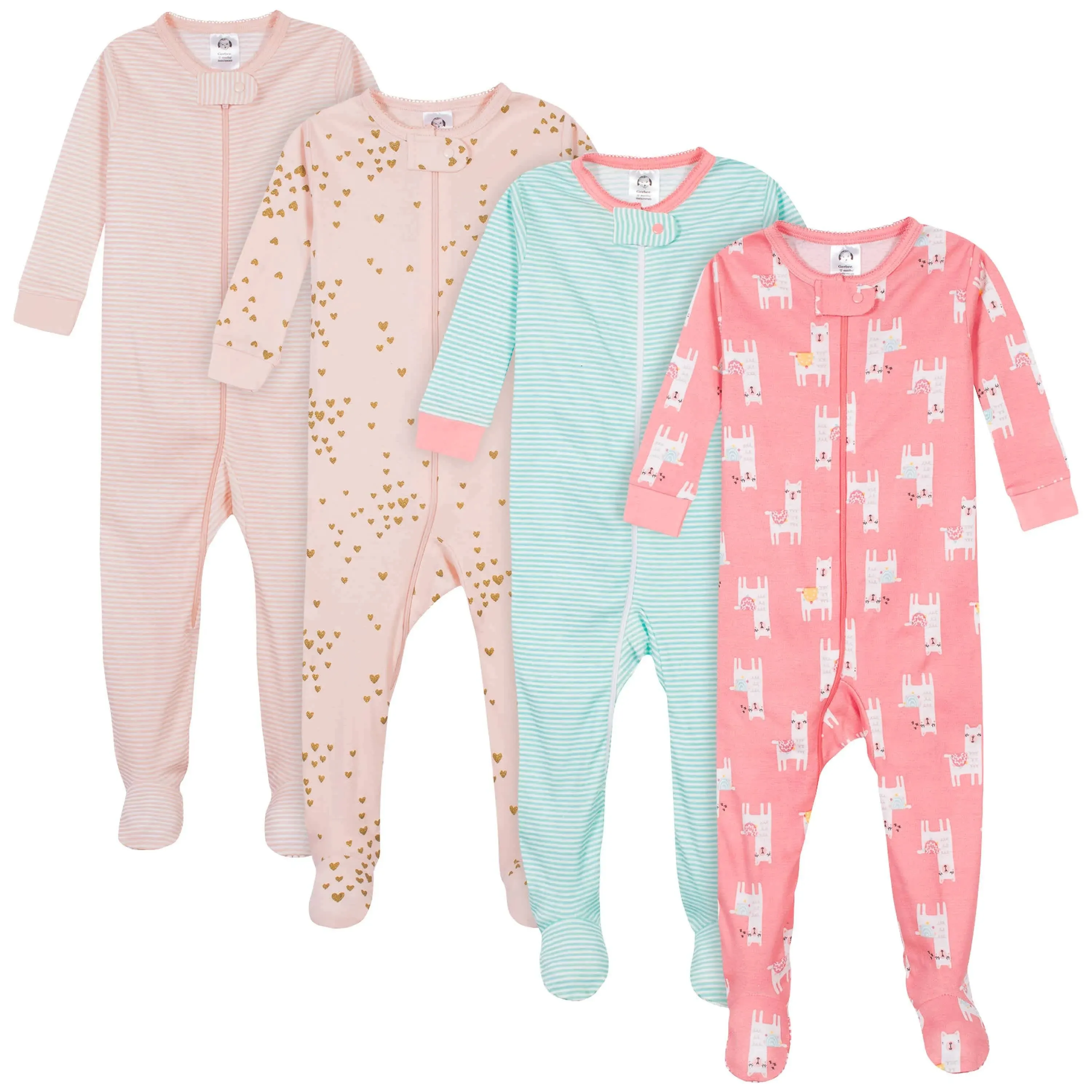 Gerber Baby & Baby Neutral Snug Fit Footed Cotton Pajamas 4-Pack