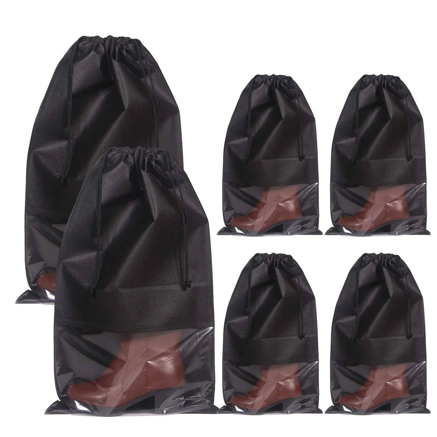 Set of 6 Tall Boot Bags for Travel Non-Woven with Rope for Women Large Shoe Protector Cover Storage Organizers Pouch