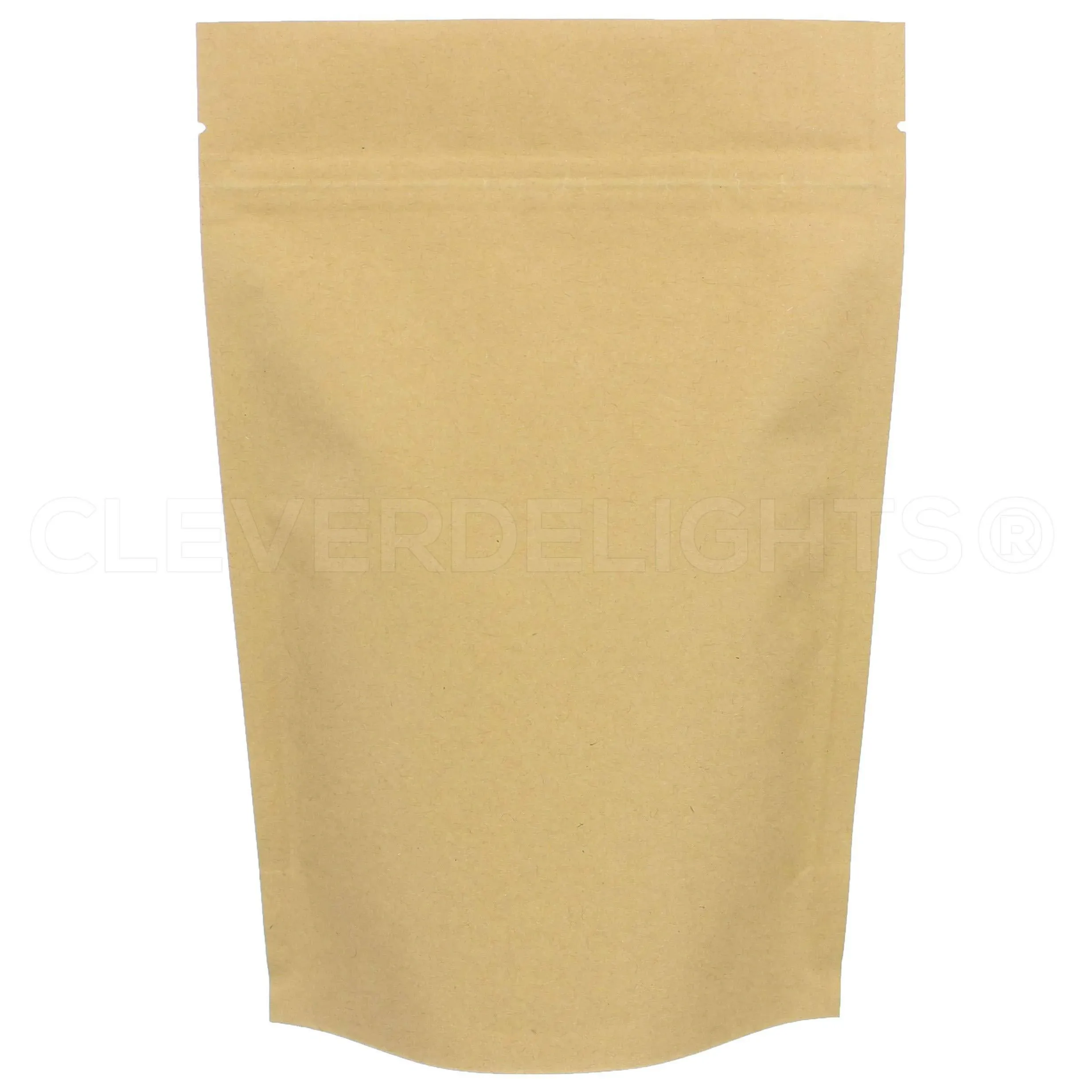 CleverDelights Kraft Stand Up Pouches - 8oz - 100 Pack - 6" x 9" x 3"