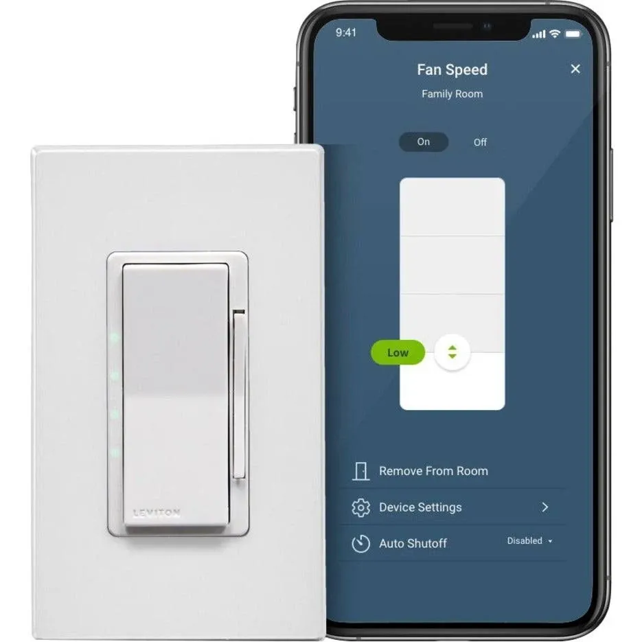 Leviton DW4SF-1BW Decora Smart WiFi Fan Speed Controller