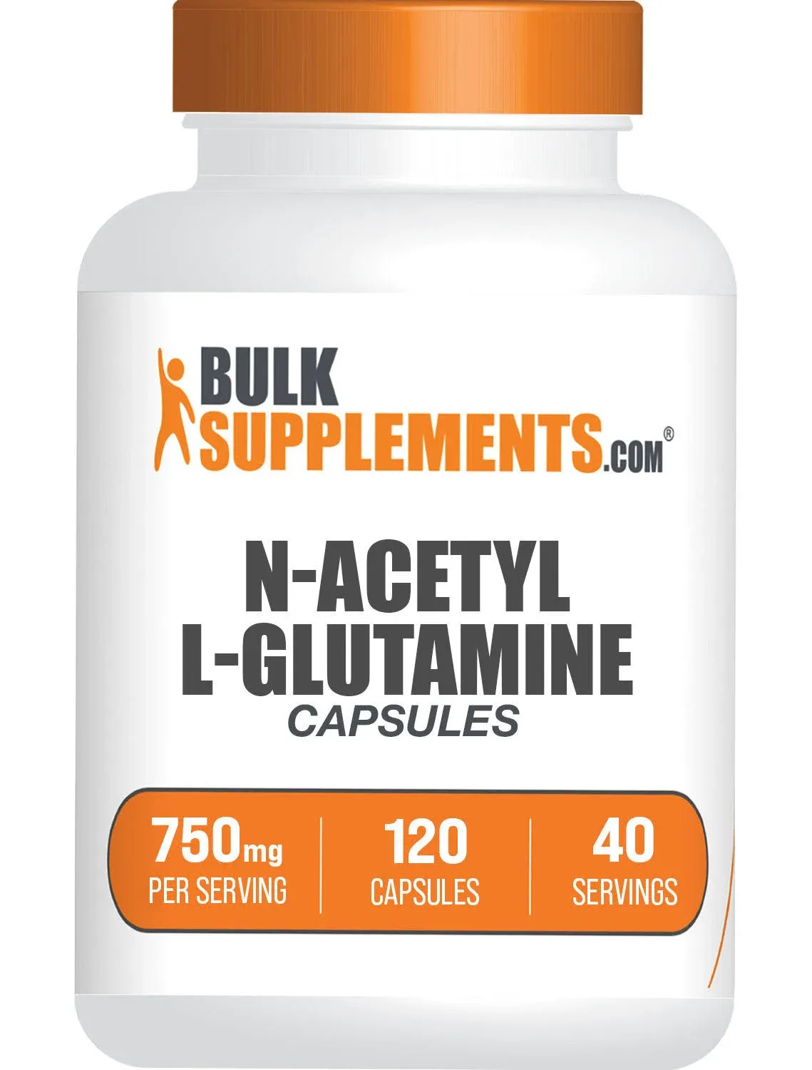 BulkSupplements.com N-Acetyl L-Glutamine Capsules - Glutamine Supplement, Glutamine 750mg - for Gut Health, Gluten Free, 2 Capsules per Serving, 360 Capsules (Pack of 1)