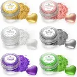 Luster Dust Fine Edible Glitter Set - 6 Colors Food Grade Edible Shimmer Dust Vegan Food Coloring Powder for Drinks, Chrismats Cake Decoration, Chocolates, Cookies, Icing, Pops & Paints(3 Grams/Jar)