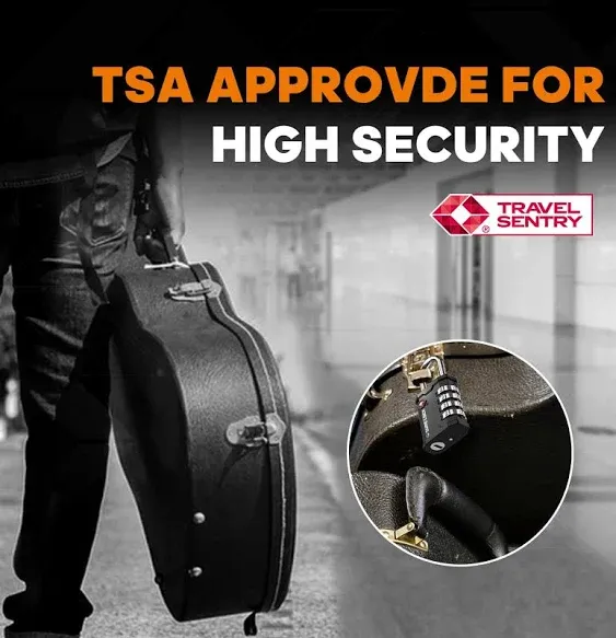 SURE LOCK TSA Accepted Heavy Duty Big Combination Luggage Padlock for Gun Cases, Transporting Equipment Cases in Trade Show, Music and Medical Industries (2, Black)