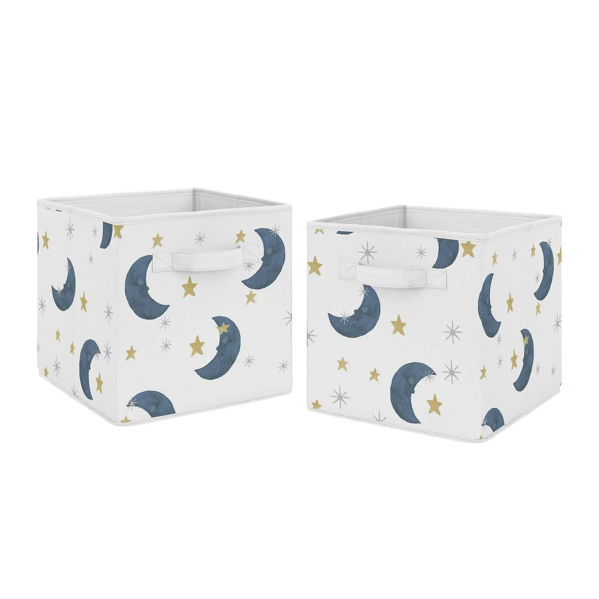 Sweet Jojo Designs Moon and Star Foldable Fabric Storage Cube Bins Boxes ...