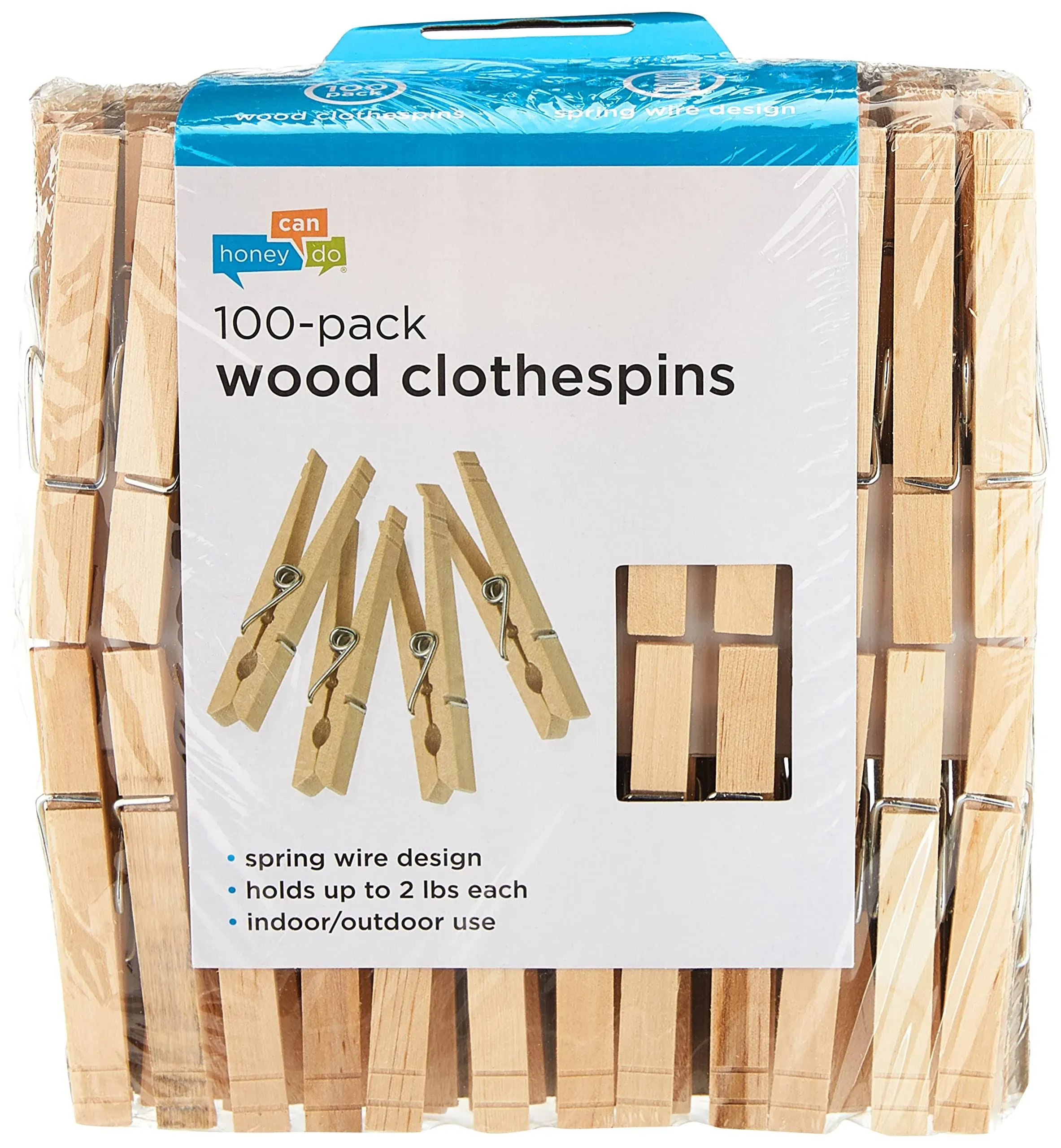 Honey Can Do 100-Count Wooden Clothespins - DRY-01376 | Blain's Farm & Fleet