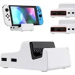 eXtremeRate AiryDocky DIY Kit White Replacement Case for Nintendo Switch Dock, Redesigned Portable Mini Dock Shell Cover for Nintendo Switch OLED - Shells Only, Dock & Circuit Board Chip NOT Included