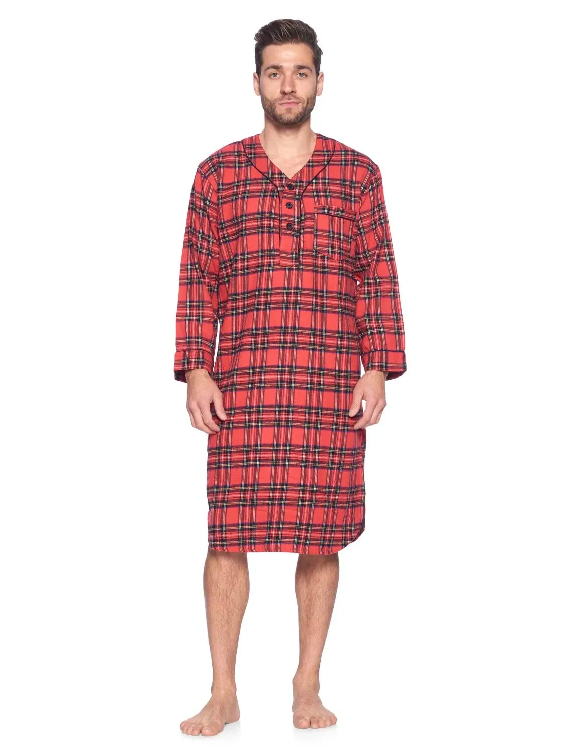 Ashford & Brooks Mens Flannel Long Sleeve Sleep Nightshirt