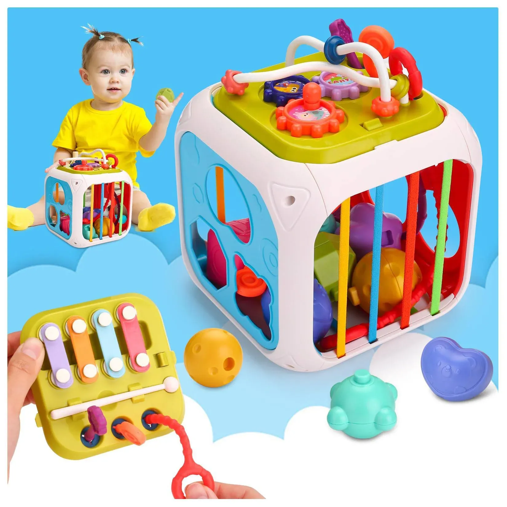 TFS Top · Fans Baby Toys Montessori Activity Cube: 7 in 1 Multifunction Toddler ...