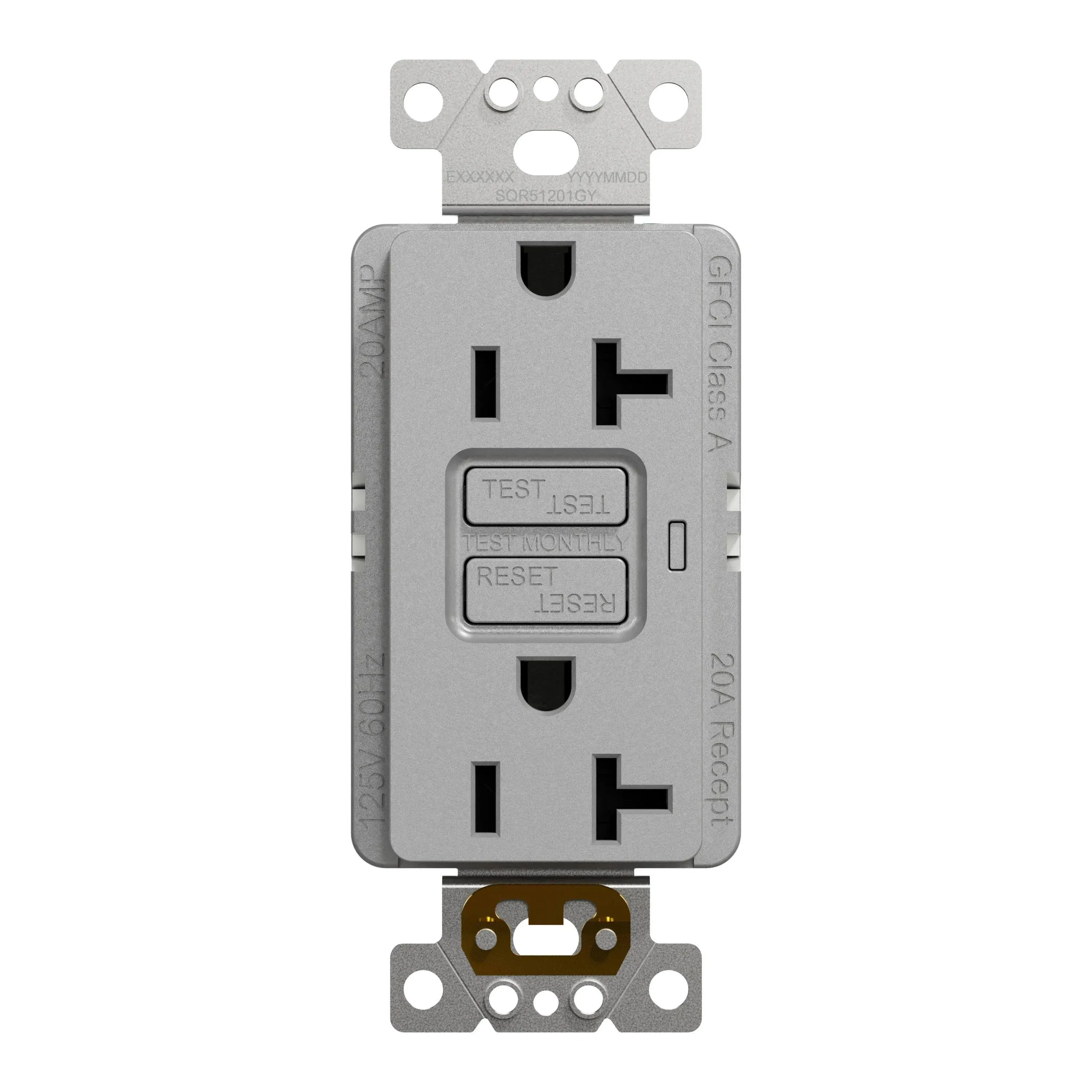 Square D x Series 20-Amp 125-Volt Tamper Resistant GFCI Residential Decorator Outlet, Matte Gray | SQR51201GY