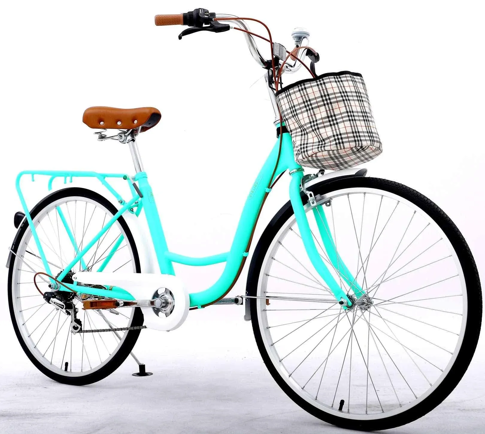 "GENERIC Women\\'s Beach Cruiser Bicycle 7 Speed 24 Inch Mint Green"