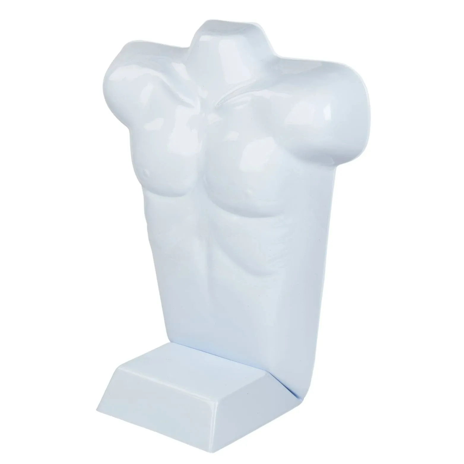 SSWBasics Economy Male White Plastic Countertop Mannequin - Fits Men&#039;s Sizes S-L