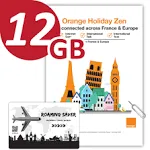 Orange Holiday Europe Prepaid SIM Card Combo Deal 12GB Internet Data in 5G/4G/LTE (Data tethering Allowed)+30min & 200 Texts from Europe to Any Country Worldwide+1 Sim Card Holder+1 Pin