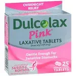 Dulcolax Pink Laxative, 5 mg, Overnight Relief, Tablets - 25 tablets