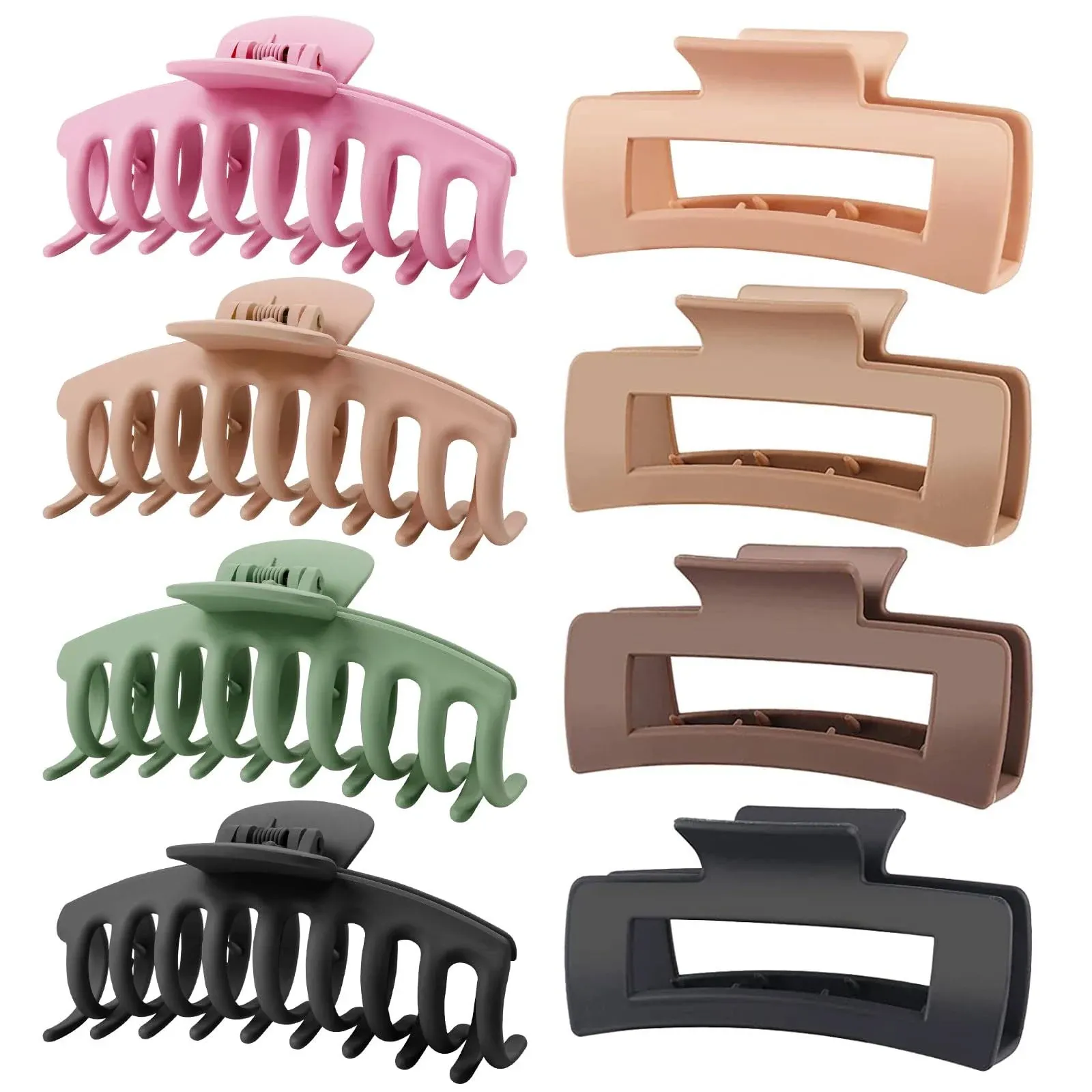 Tocess 8 Pack Big Hair Claw Clips for Women Large Claw Clip for Thin Thick Curly ...