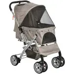 PawHut Small Dog Pet Stroller, Adjustable Canopy, Brakes, Storage Basket