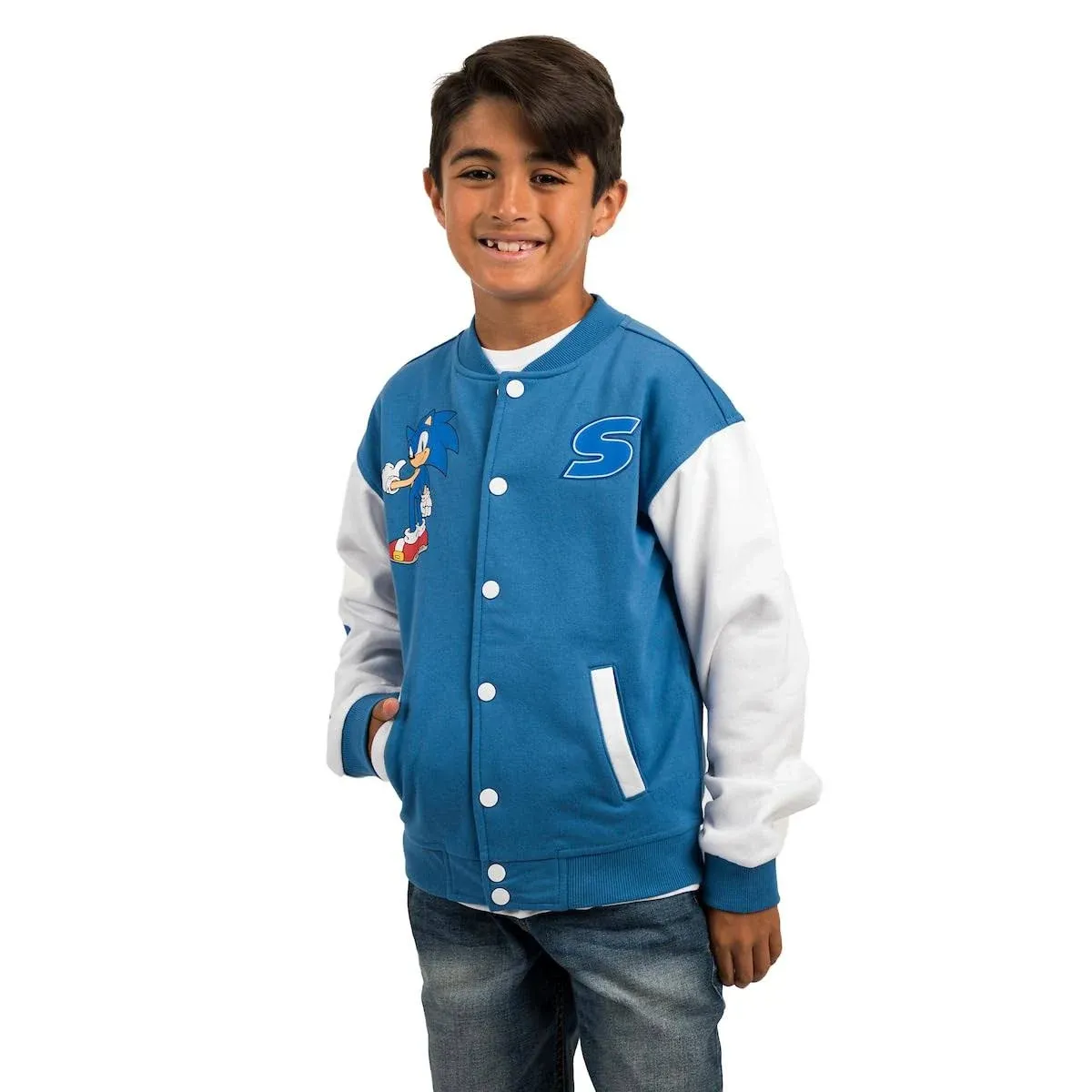 Bioworld Sonic the Hedgehog Blue and Youth White Bomber Jacket