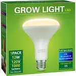 Briignite LED Grow Light Bulb, BR30 Grow Light Bulbs, Full Spectrum Grow Light Bulb 12W, 120W Equivalent, Plant Light Bulbs E26 Base, Grow Light for