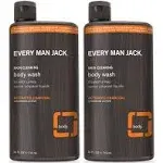 Every Man Jack Hydrating Body Wash for all skin types - Naturally Derived Ingredients - Cleanse, Nourish, and Hydrate Skin -Paraben Free, Phthalate Free, Dye Free-24oz - 2pack (Activated Charcoal)