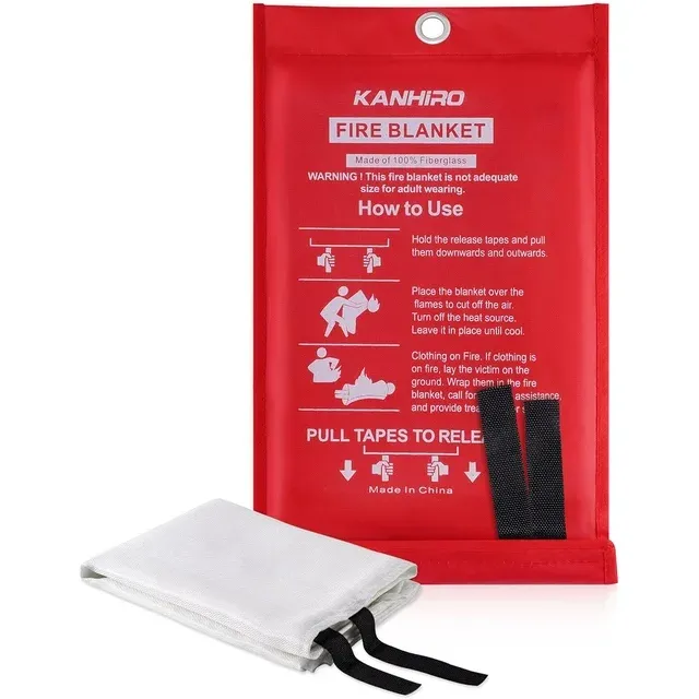 Fire Blanket Emergency for Home Kitchen - Fiberglass Fire Suppression Blanket Great for School, Fireplace, Grill, Car, Office, Warehouse (6 Pack, 39 in X 39 in)