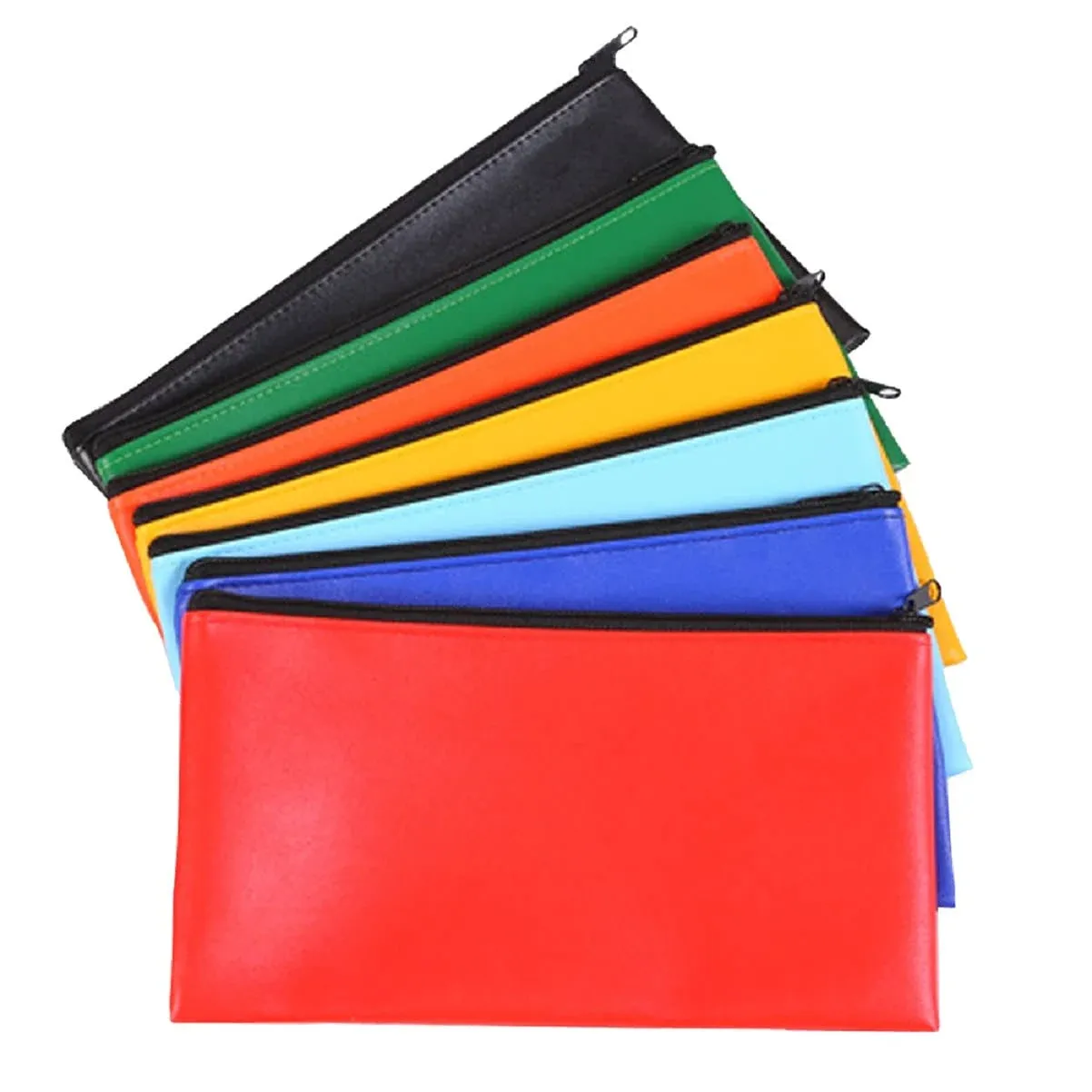 Vankcp 14Pcs Bank Deposit Money Bag, 7 Colors Deposit Zippered Coin Bag 11&#039;&#039; X 6