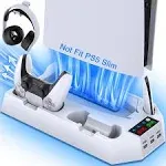 PS5 Stand Cooling Station Dual Controller Charging 3USB Hubs Adjustable FanSpeed