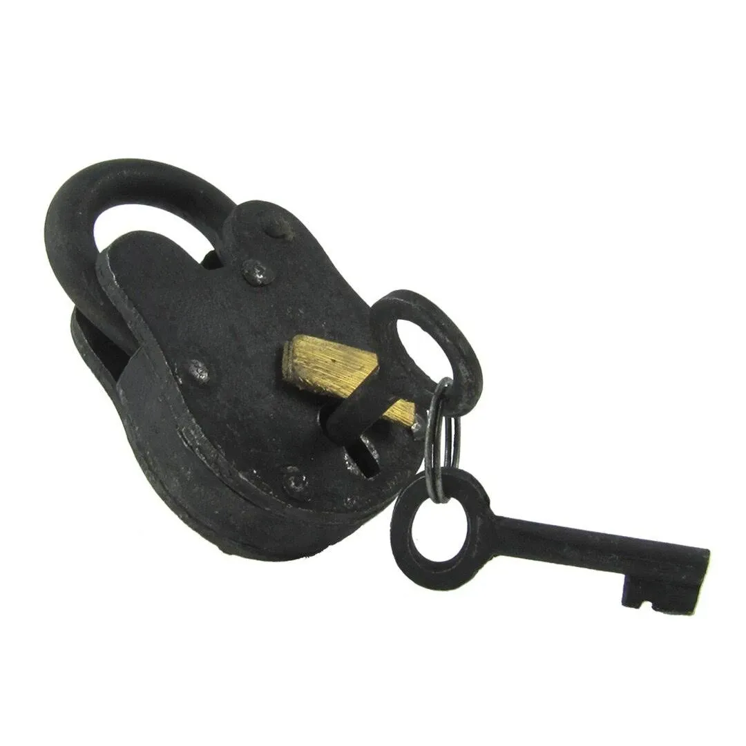 Treasure Gurus Antique Style Rustic Cast Iron and Brass Padlock Heavy Duty ...