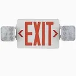 AmazonCommercial Emergency Light Exit Sign, 1-Pack, Exit Combo with Battery Backup, 2 LED Adjustable Heads, Nickel