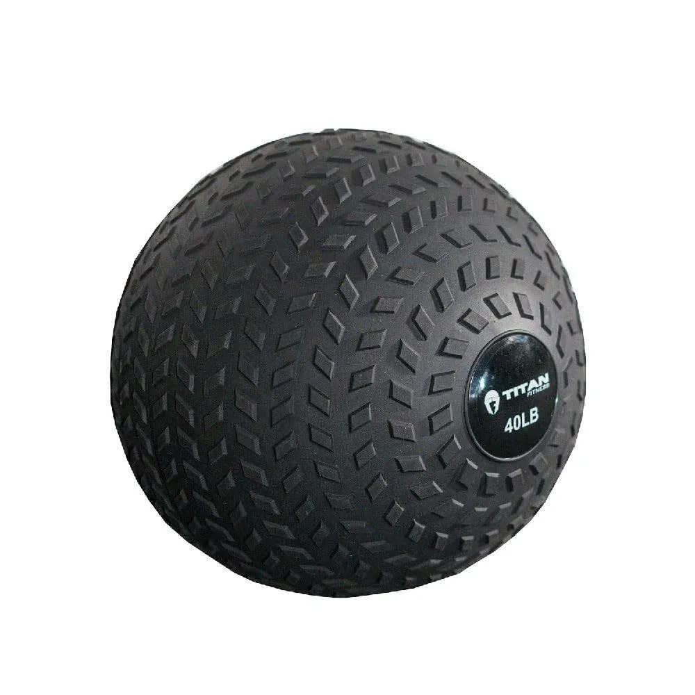 Titan Fitness 40 LB Rubber Tread Slam Ball, Dead Bounce, 11.5in Diameter