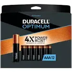 Duracell Optimum Batteries, Alkaline, AA, 1.5V - 12 batteries