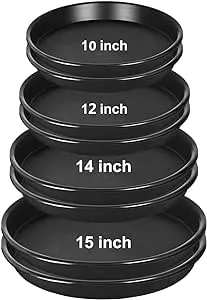 8 Pack 10Inch 12Inch 14Inch 15 Inch Plant Saucer Plastic Plant Saucer Drip Trays Plant Saucers for Indoors Outdoor Plant (10+12+14+15 inch) Black