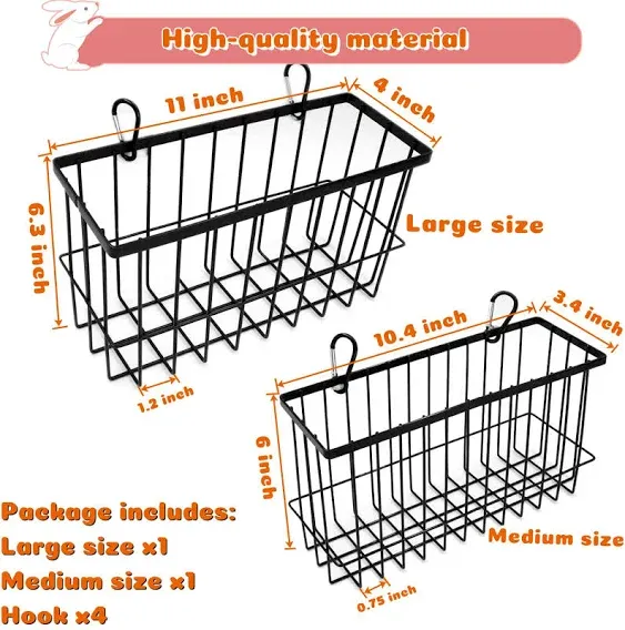 2PCS Rabbit Hay Feeder,Bunny Hay Feeder Rack with Metal Frame for Guinea Pig Chinchilla,Large Heavy-duty Hay Holder Feeders for Rabbits Guinea Pigs, Small Animal Cage Accessories