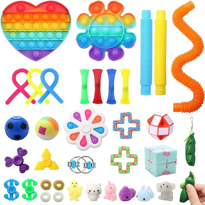 Fidget Simple Fidget Pack, 35pcs Fidget Toys Set with Popping Fidget Sensory Toys for Kids and Adults Simple Fidget Stress Relief Kit Gift for Party Classroom Christmas Stocking