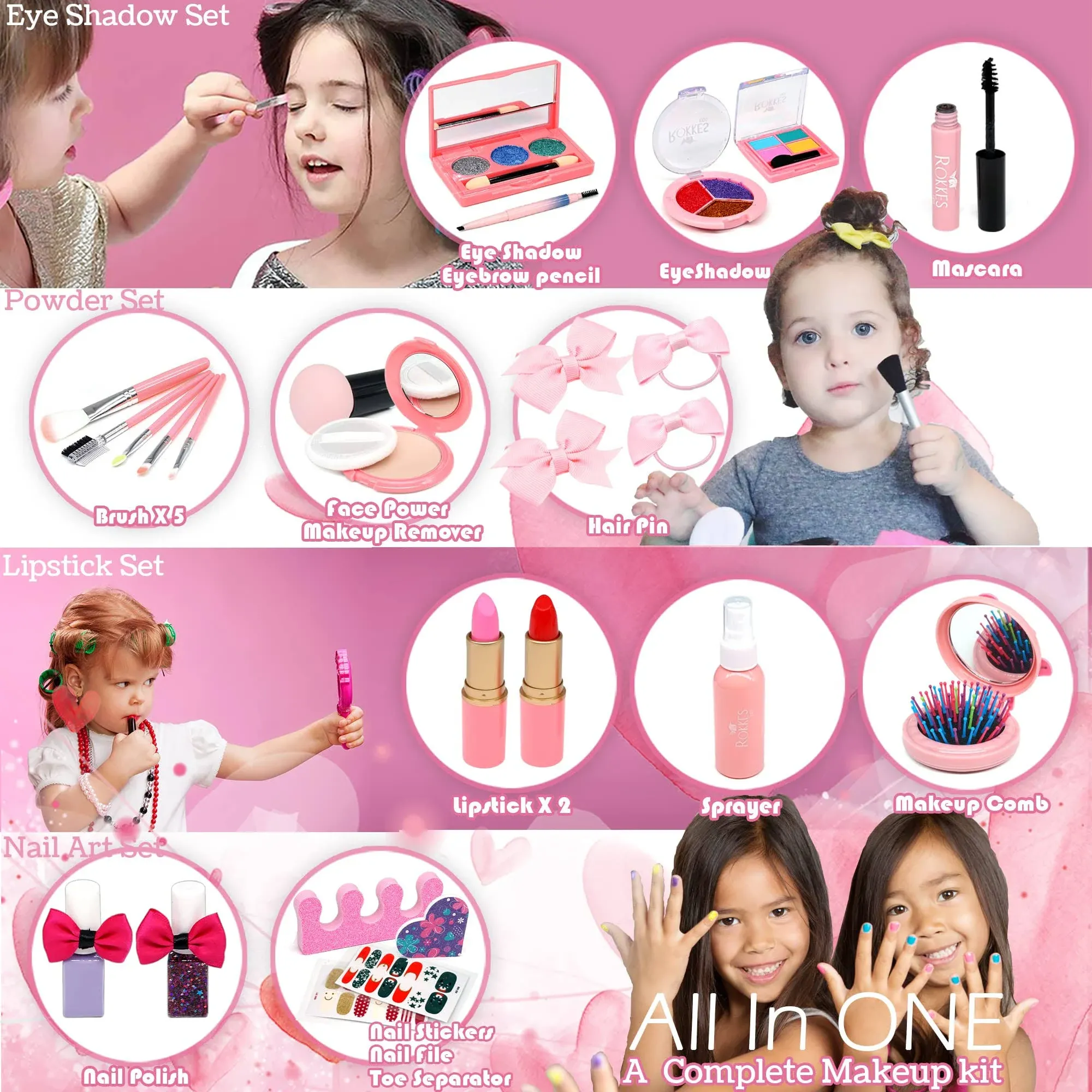 Kids Washable Makeup kit for Girl - Kids Makeup Kit Toys for Girls Little Gir...