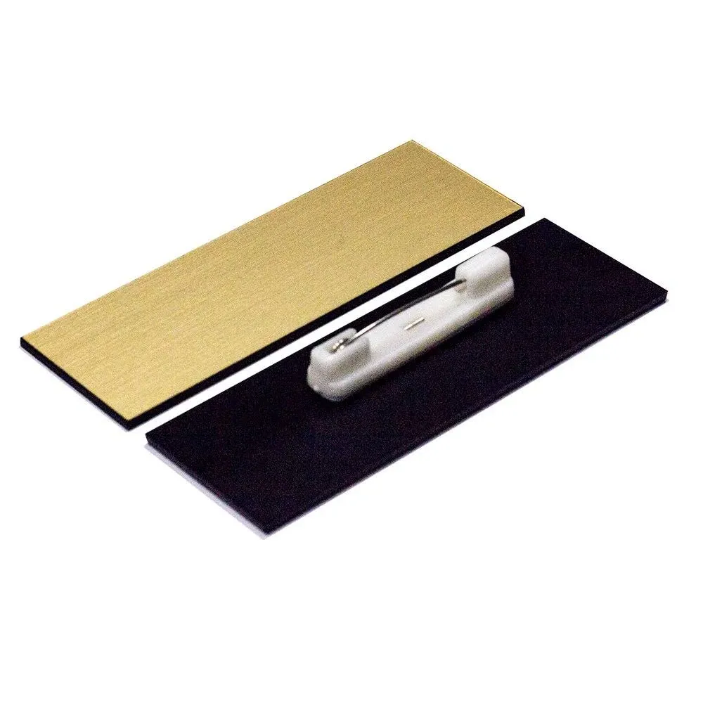 1" x 3" Name Tag/Badge Blanks with Pin - 10 Pack (Brushed Gold)