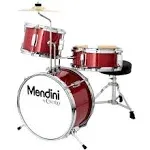 Mendini by Cecilio 13 inch 3-Piece Kids / Junior Drum Set with Adjustable Throne, Cymbal, Pedal & Drumsticks, Metallic Red, Mjds-1-br