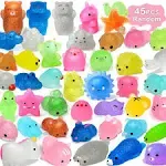 OCATO 45pcs Mochi Squishys Toys Mini Squishies 2nd Generation Glitter Animal Squishies Party Favors for Kids Adults Stress Relief Toy Treasure Box