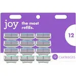 joy Womens Razor Blade Refills, 12 Count, Purple, Lubrastrip to Help Avoid Skin Irritation