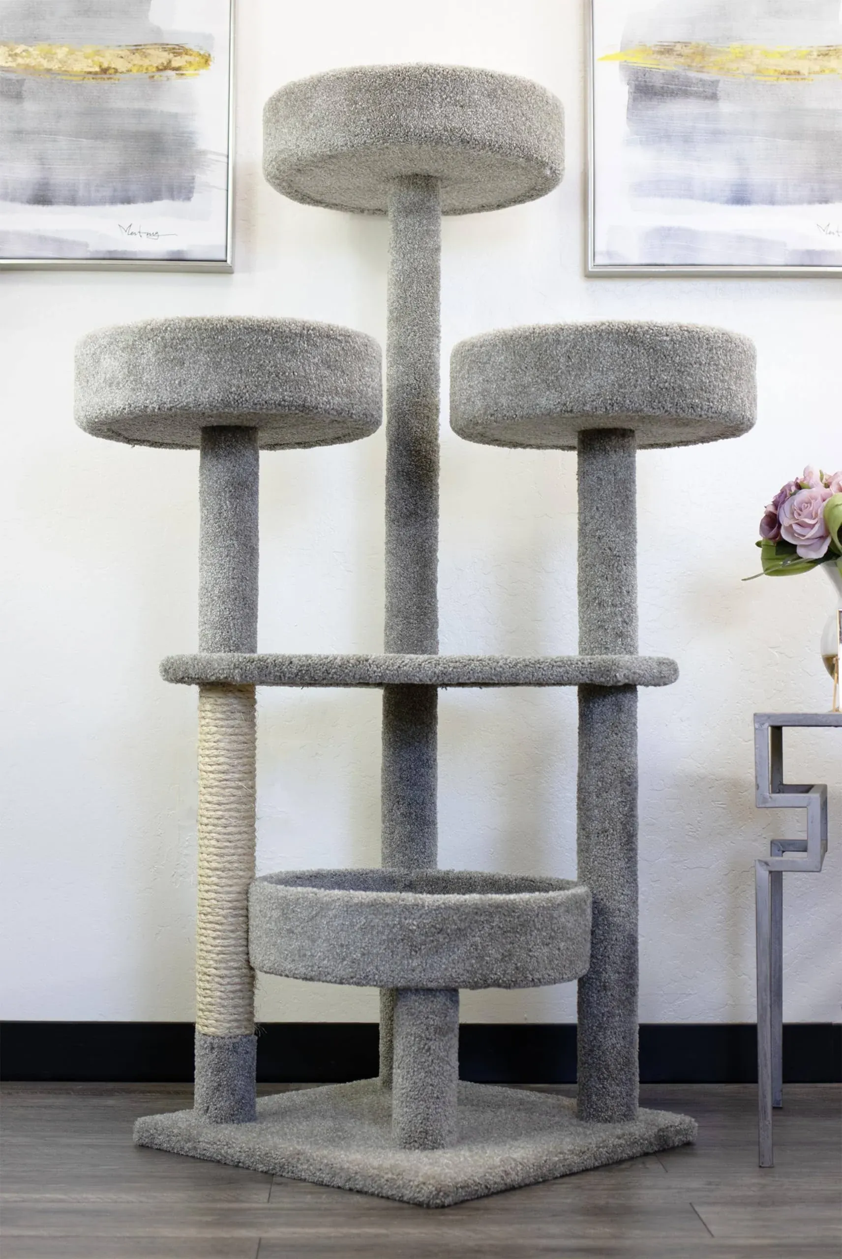 PRESTIGE REAL WOOD AND CARPET CAT TOWER-FREE SHIPPING IN THE U.S.