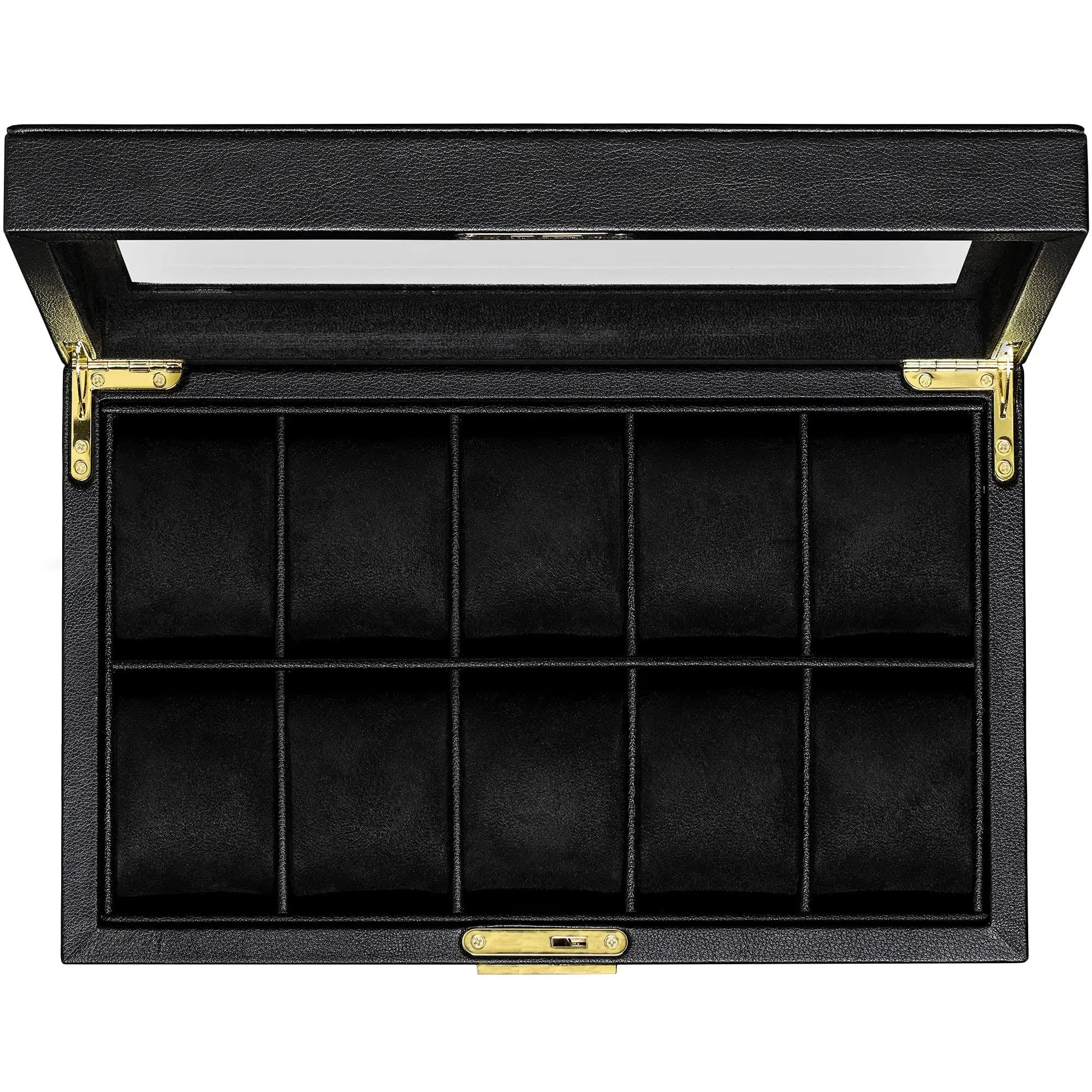 Rothwell 10 Slot Leather Watch Box - Luxury Watch Case Display Jewelry Organizer ...