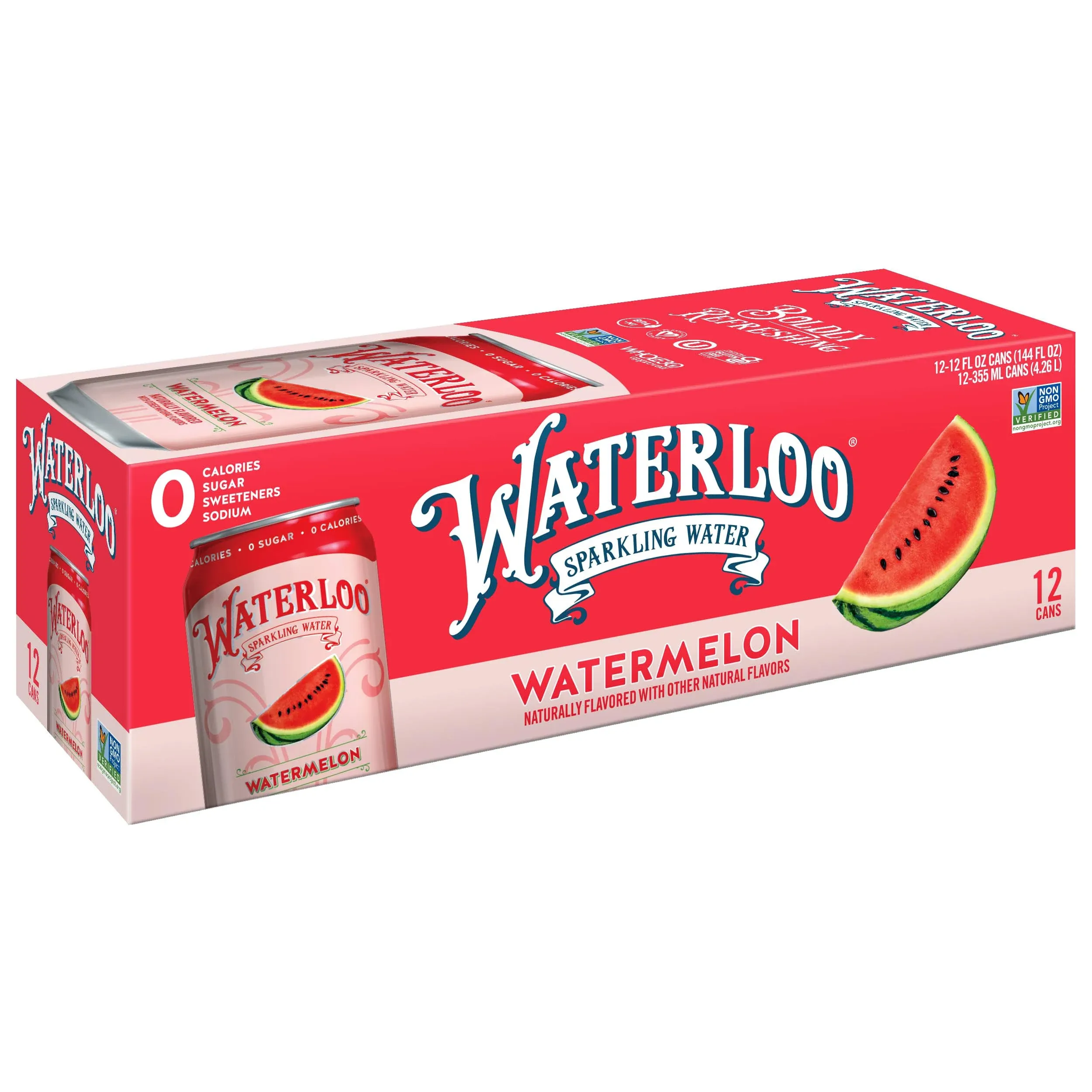 Waterloo Sparkling Water, Watermelon - 12 pack, 12 fl oz cans