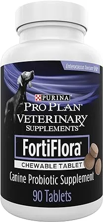 Purina Pro Plan - Suplementos veterinarios FortiFlora - Comprimidos masticables de probióticos para perros - Bote de 90 unidades