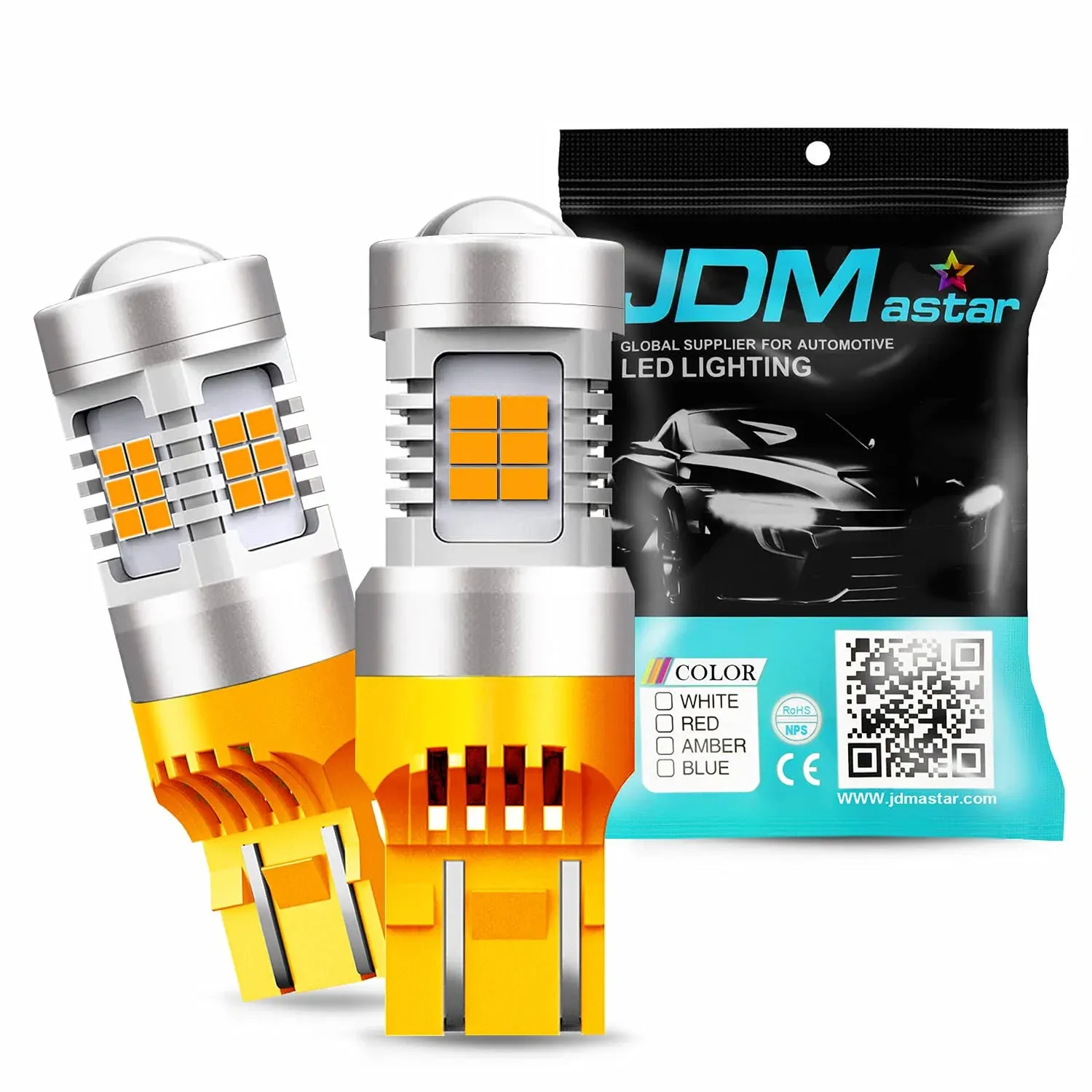 JDM ASTAR Extremely Bright PX Chips 7440 7441 7443 7444 Amber Yellow Turn Signal LED Bulbs