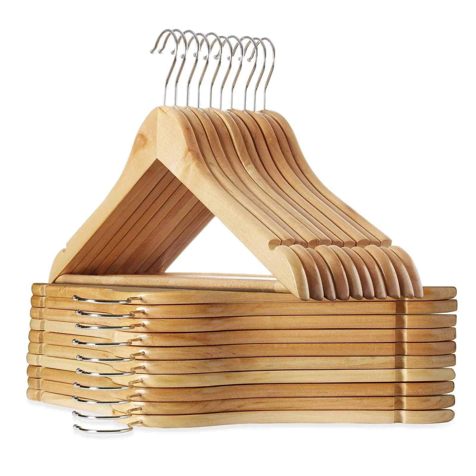 20 Wooden Suit Hangers - Natural