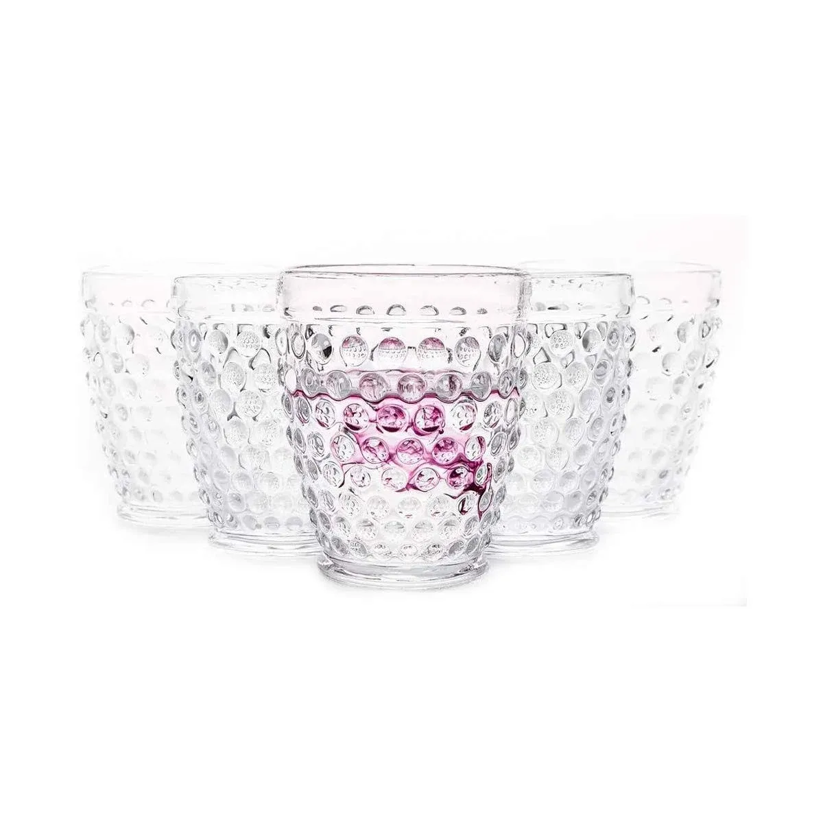 Hobnail Old Fashion Iced Beverage Tumblers vintage glassware 10 oz. set of 6 Glass Cup for Water Wine Soda Whiskey Juice Milk Beer Iced-tea for Dinner Parties Bars Restaurants (Clear)