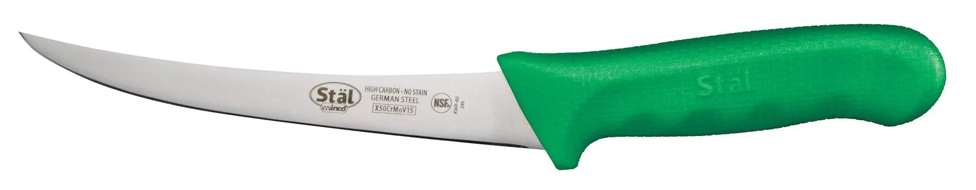 Winco (KWP-60G) 6" Curved Boning Knife with Green Handle