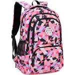 Bansusu Geometric Print Backpacks for Girls Boys School, Capacity School Girls Backpacks for Kids Water-resistant Bookbags, Black-S