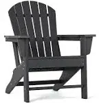 SERWALL Adirondack Chair | Adult-Size, Weather Resistant for Patio Deck Garden, Backyard & Lawn Furniture | Easy Maintenance & Classic Adirondack Chair Design (Black)