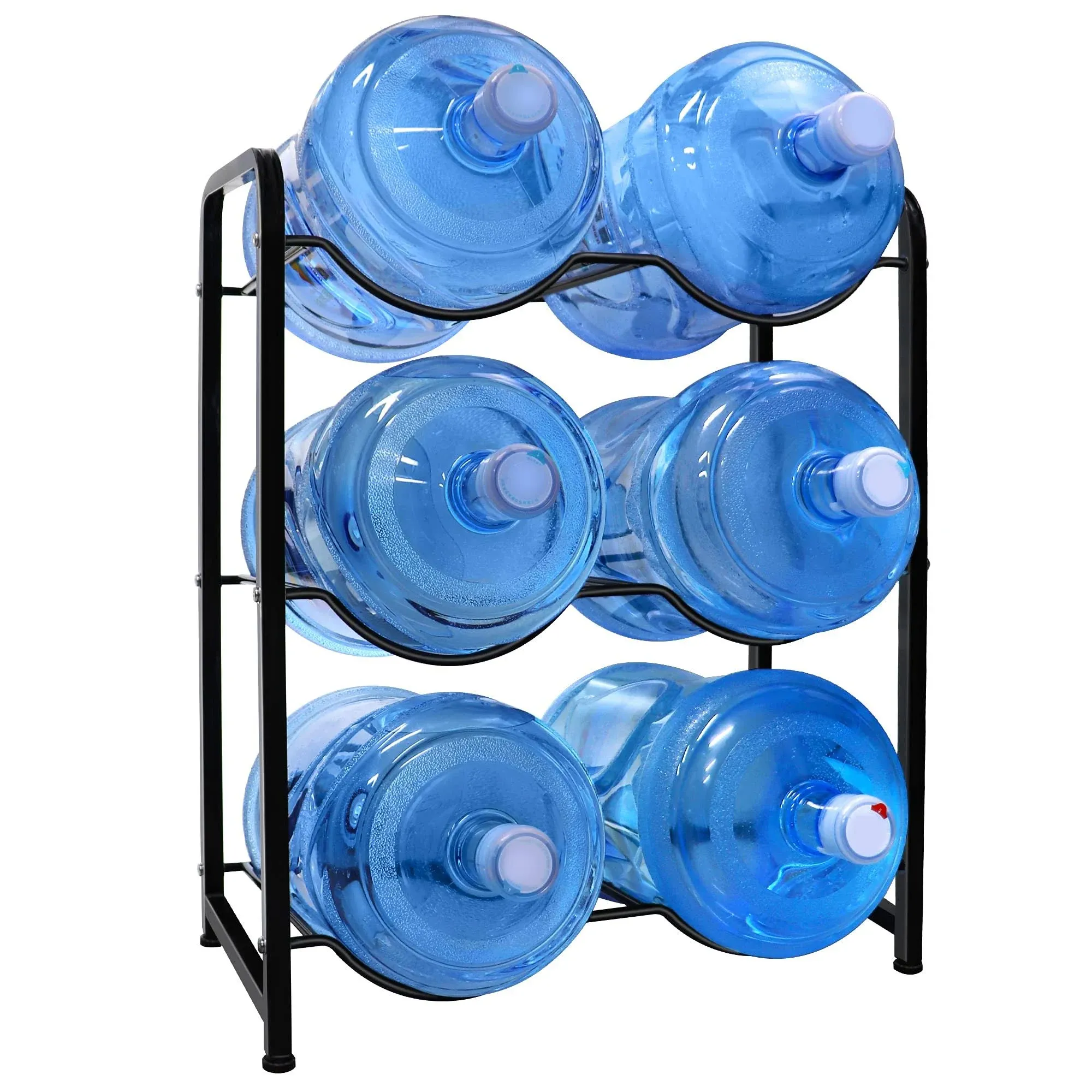 Iococee 5 Gallon Water Jug Rack, 3-Tier Water Bottle Holder Storage Rack, for 6 ...